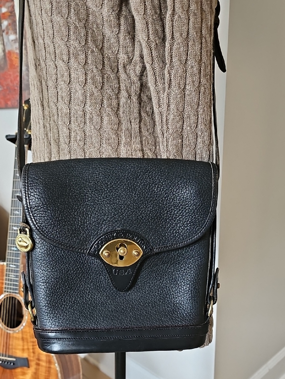 Dooney & Bourke Cavalry Spectator Black Pebbled Leather Shoulder/Crossbody Bag